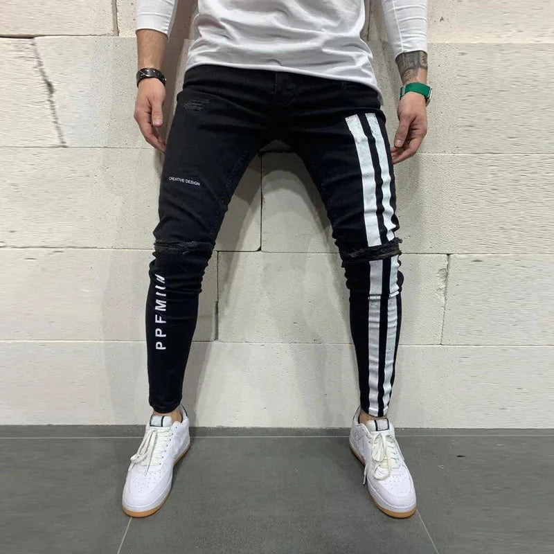 Fashion Hip Hop Blue Straight Jeans Men Baggy Pants Retro Streetwear Harajuku Wash Man Biker Black Loose Wide Leg Denim Trousers