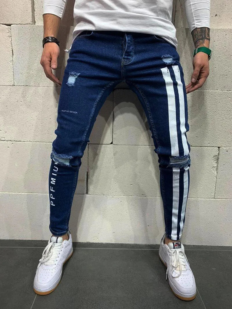 Fashion Hip Hop Blue Straight Jeans Men Baggy Pants Retro Streetwear Harajuku Wash Man Biker Black Loose Wide Leg Denim Trousers