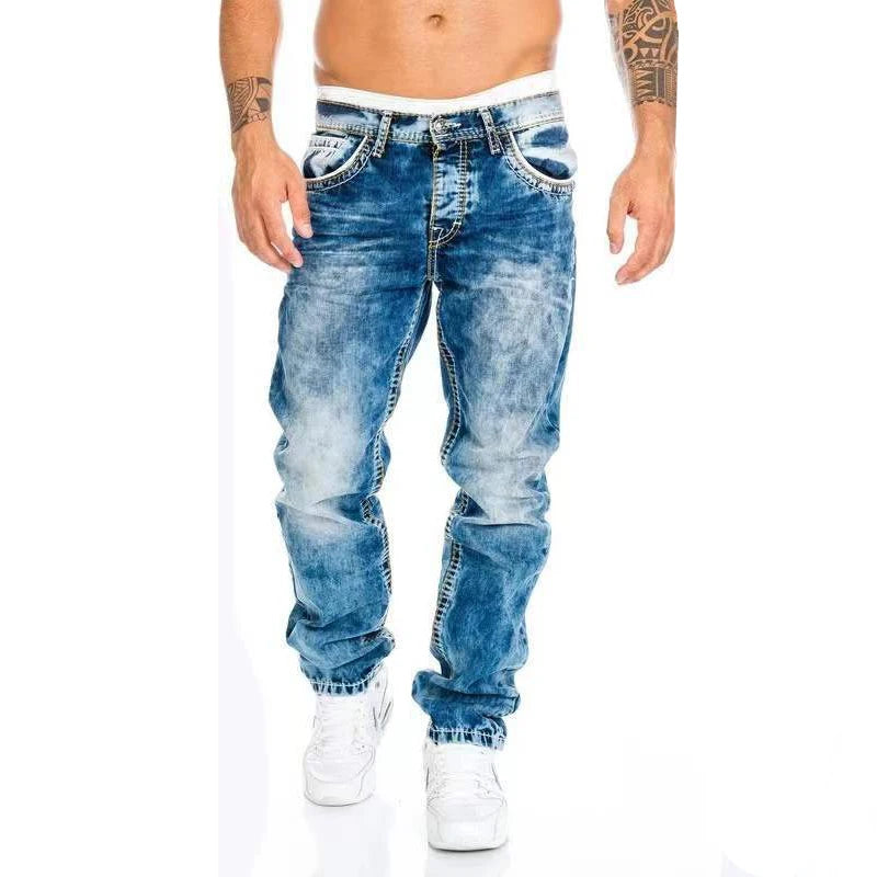 Fashion Hip Hop Blue Straight Jeans Men Baggy Pants Retro Streetwear Harajuku Wash Man Biker Black Loose Wide Leg Denim Trousers