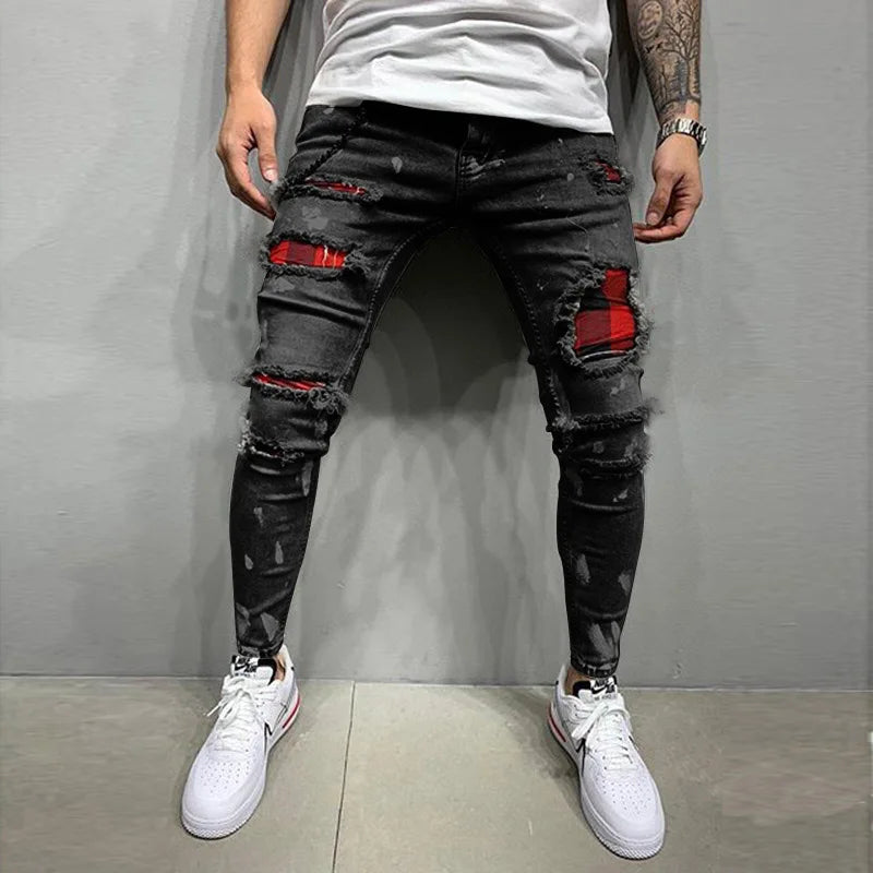 Fashion Hip Hop Blue Straight Jeans Men Baggy Pants Retro Streetwear Harajuku Wash Man Biker Black Loose Wide Leg Denim Trousers